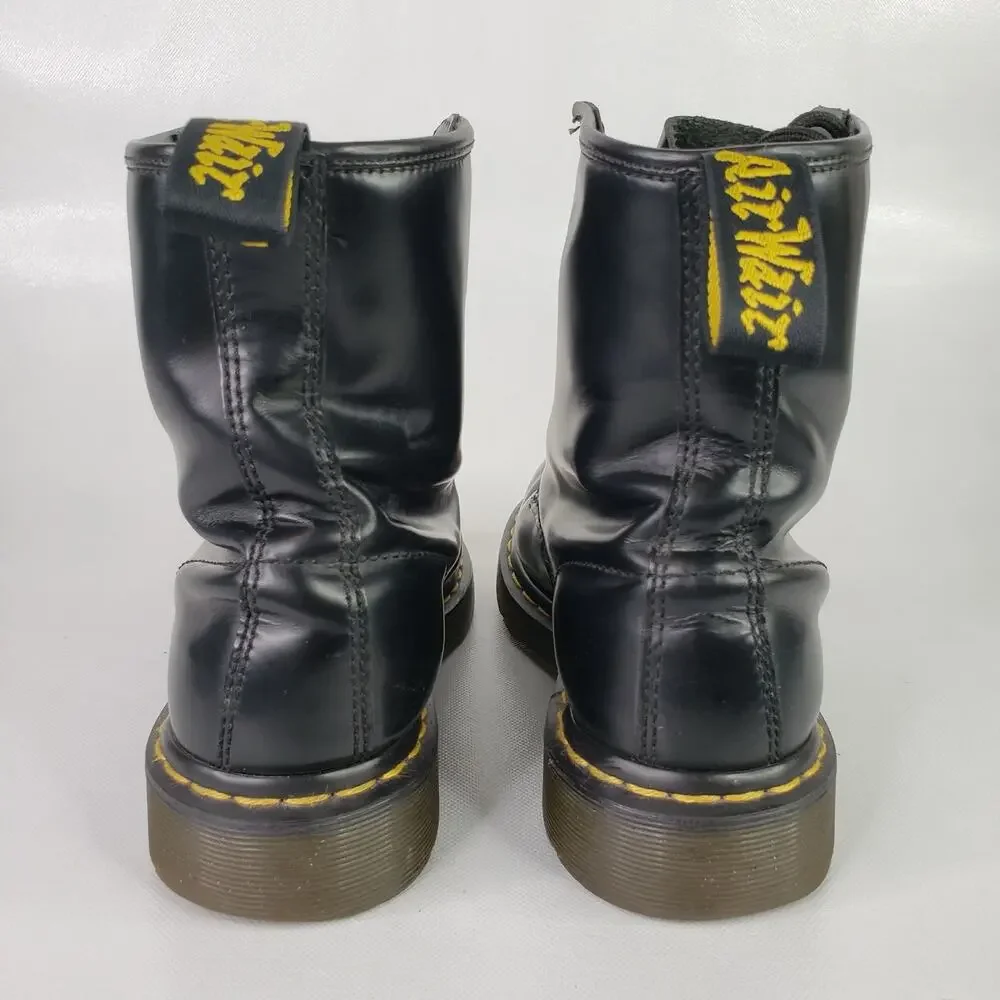 Dr. Martens Dc Black Patent Leather Combat Utility Boots Women’s 9 Lace Up Eye